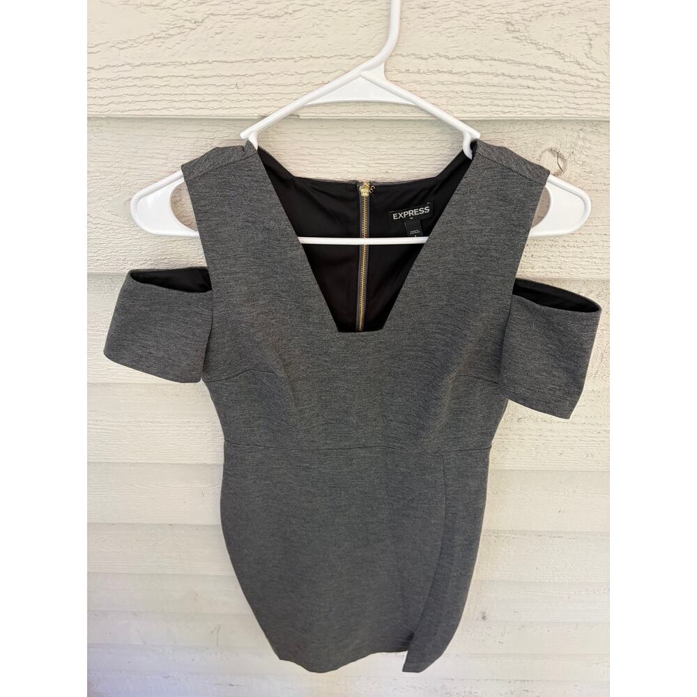 EXPRESS Gray Cold Shoulder Bodycon Dress – Size 4 - Picture 6 of 7